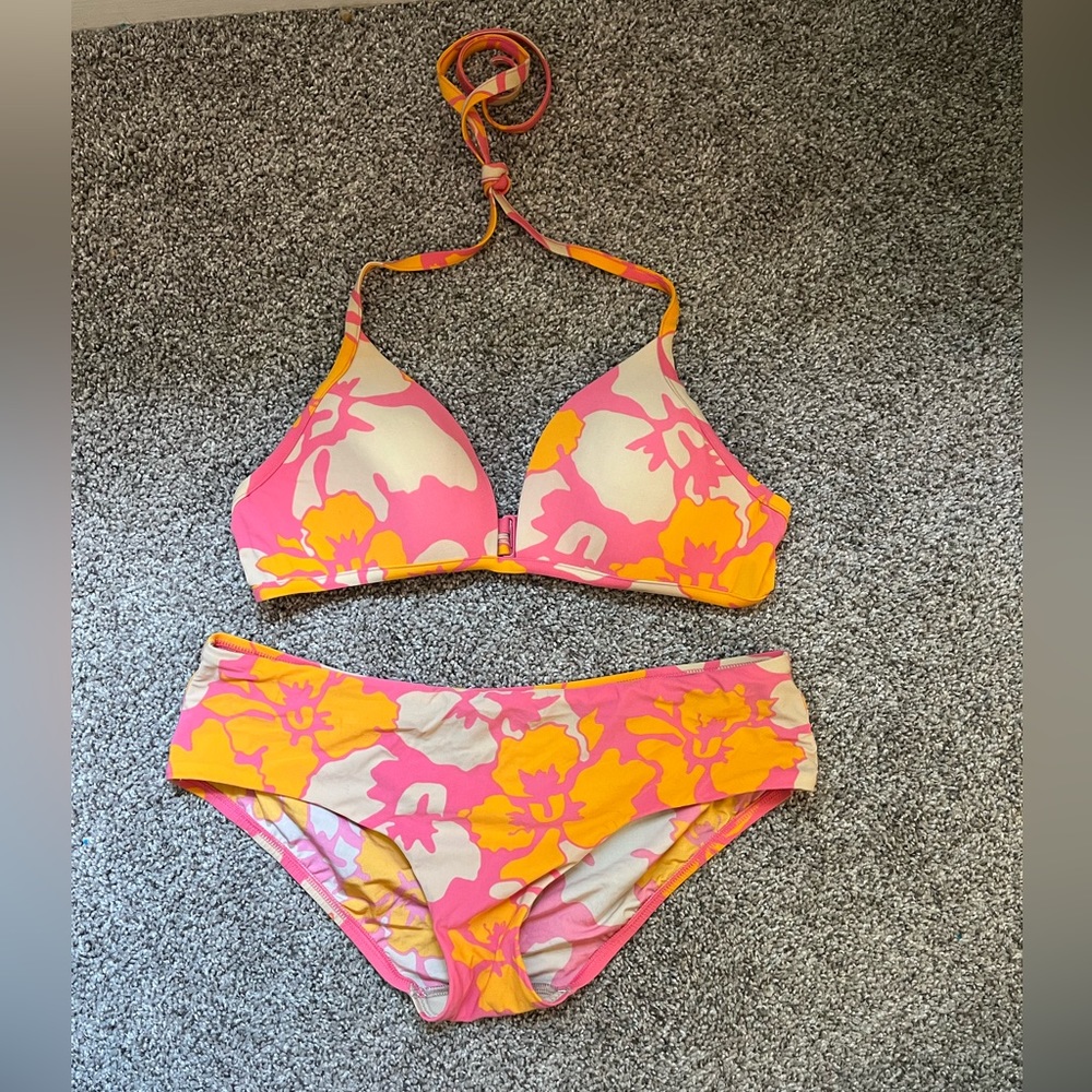 Vintage Y2K Victoria’s Secret Floral Bikini Set-Large Bottoms-36B Top